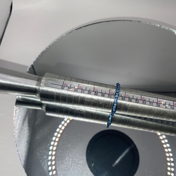 Aquamarine Blue Crystal Channel Eternity Band Ring Size 11.5 - Picture 7 of 7